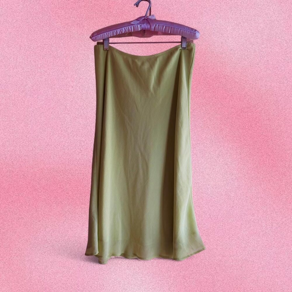 Lucy Pereda Lime Green Midi Slip Skirt | Y2K Bias Cut